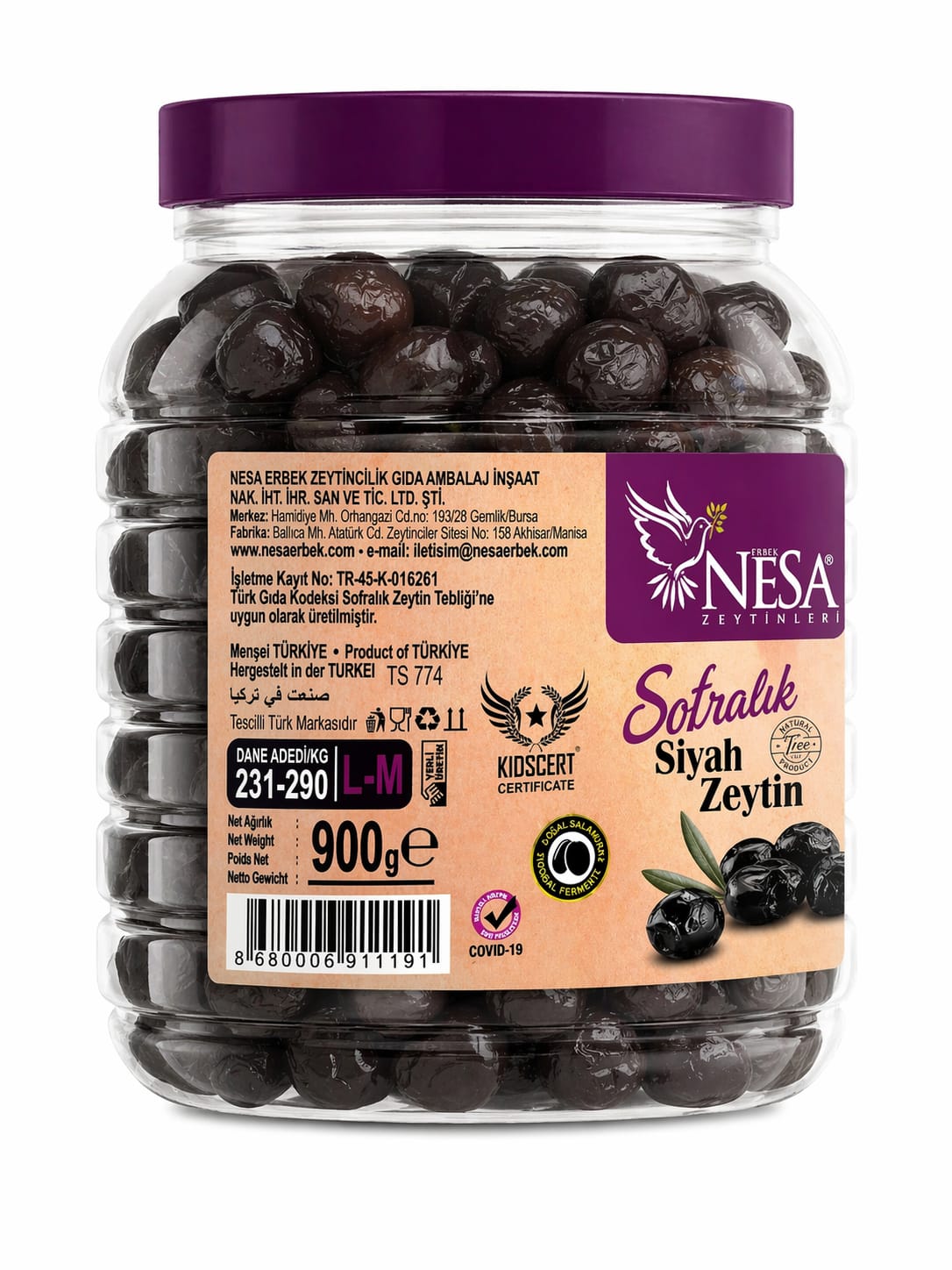 Nesa Sofralık Siyah Zeytin 900Gr